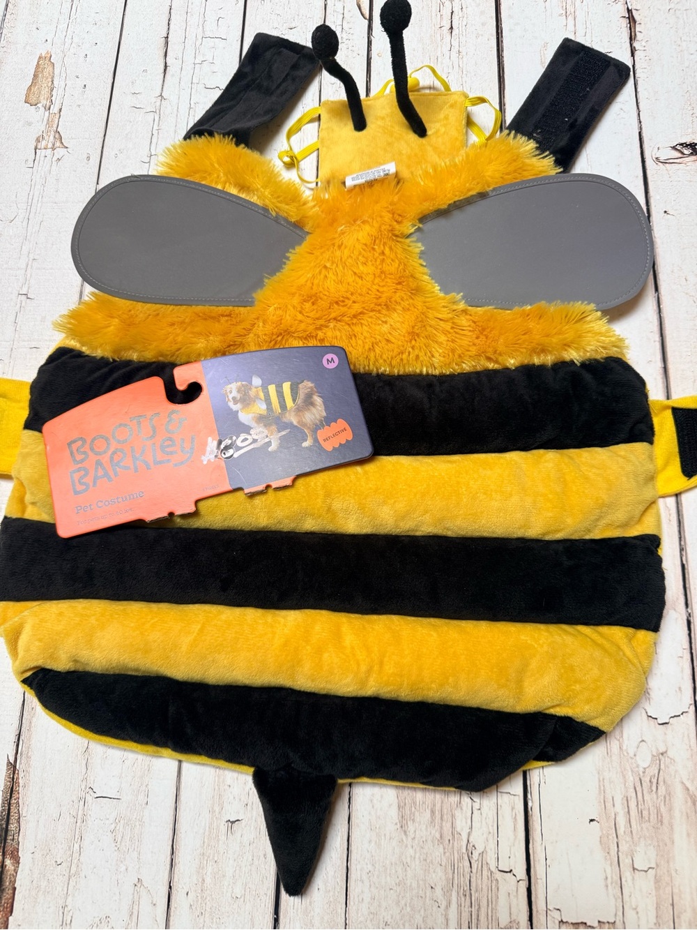 Boots & Barkley Yellow and Black Bee pet costume reflective